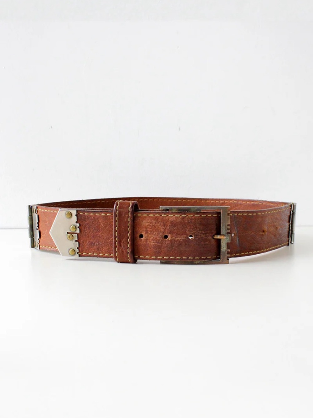 Vera Pelle Brown Leather Belt with Metal Buckle